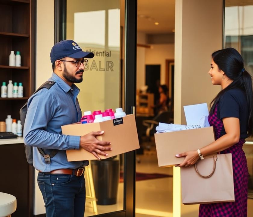 Salon supplies being delivered