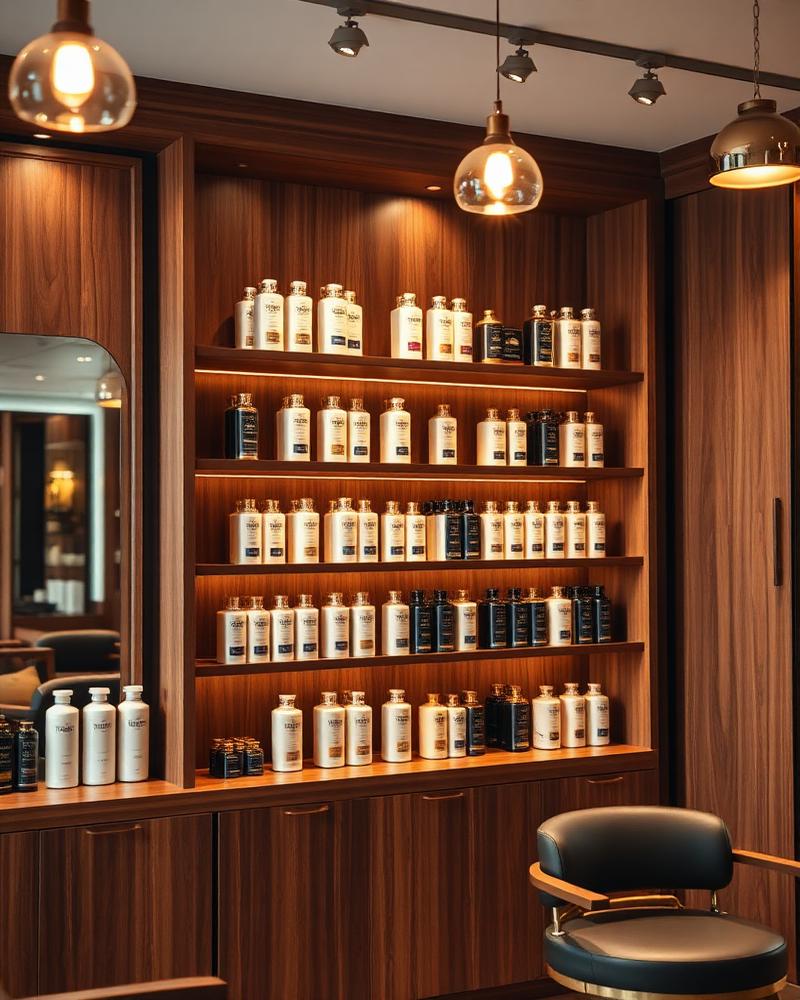 Retail shelf of professional salon products in a verified store